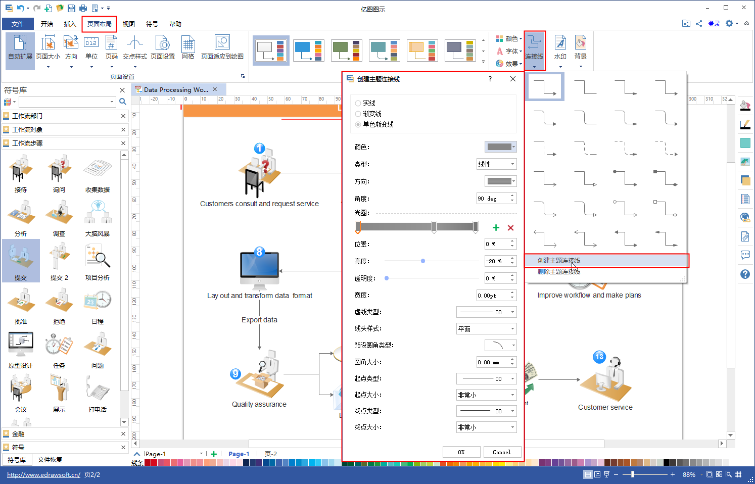 亿图流程图连接线